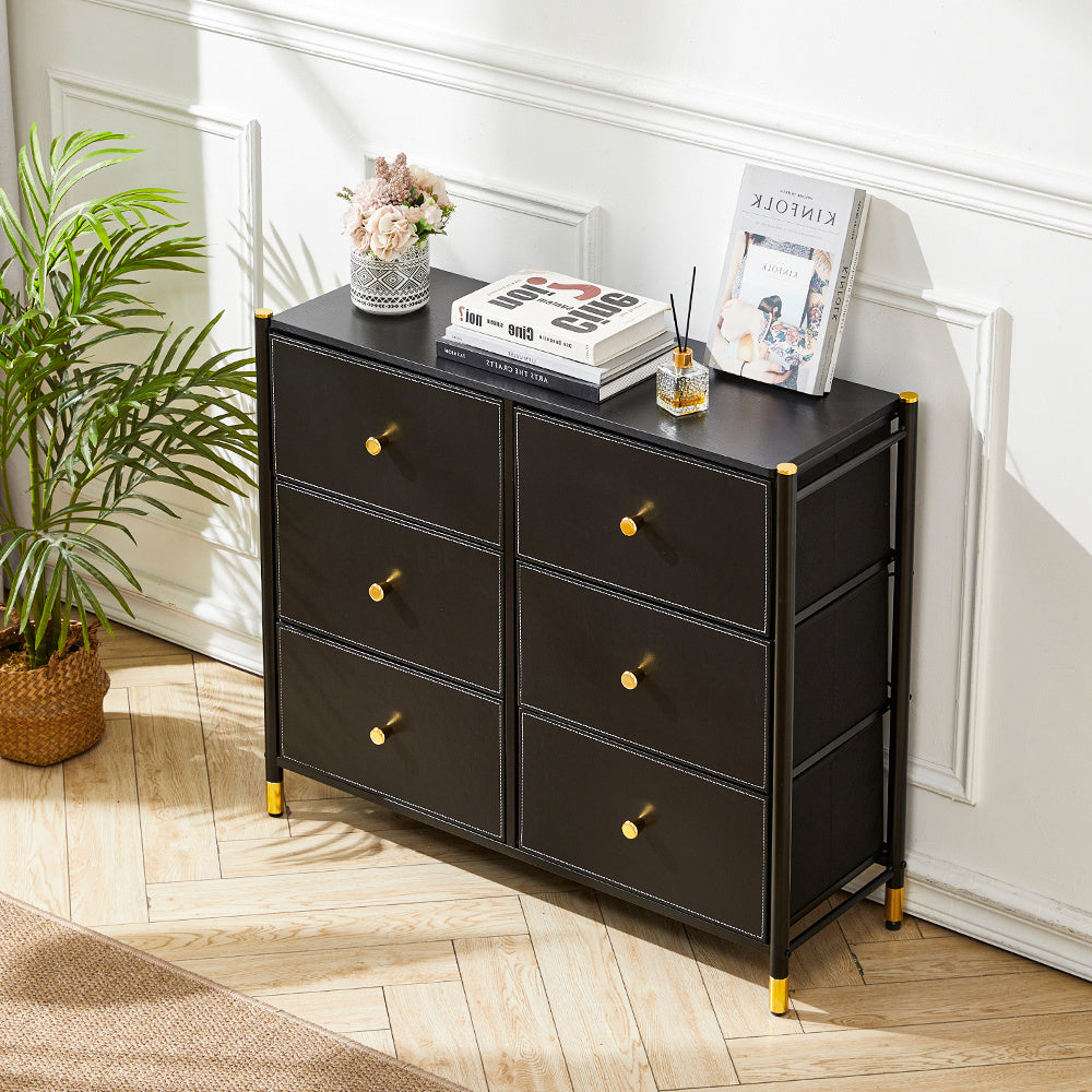 Black 6 Drawer Plastic Storage Cabinet