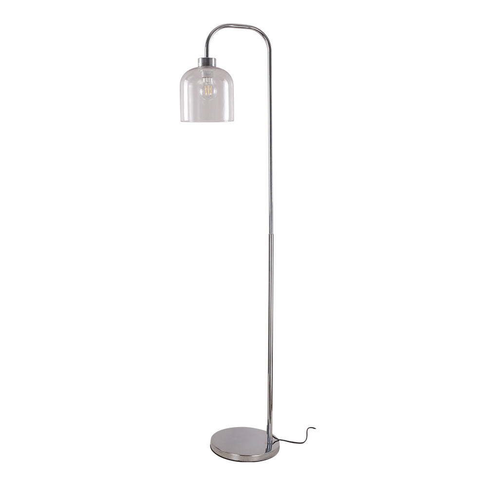 Modern Chrome Floor Lamp with Glass Shade for Living Room Bedroom