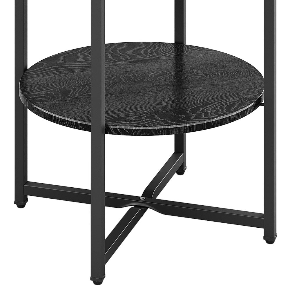 Black Small Round Coffee Table with 2 Tier