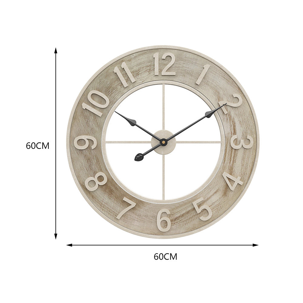 Livngandhome 60CM Large Wood Numeral Wall Clock