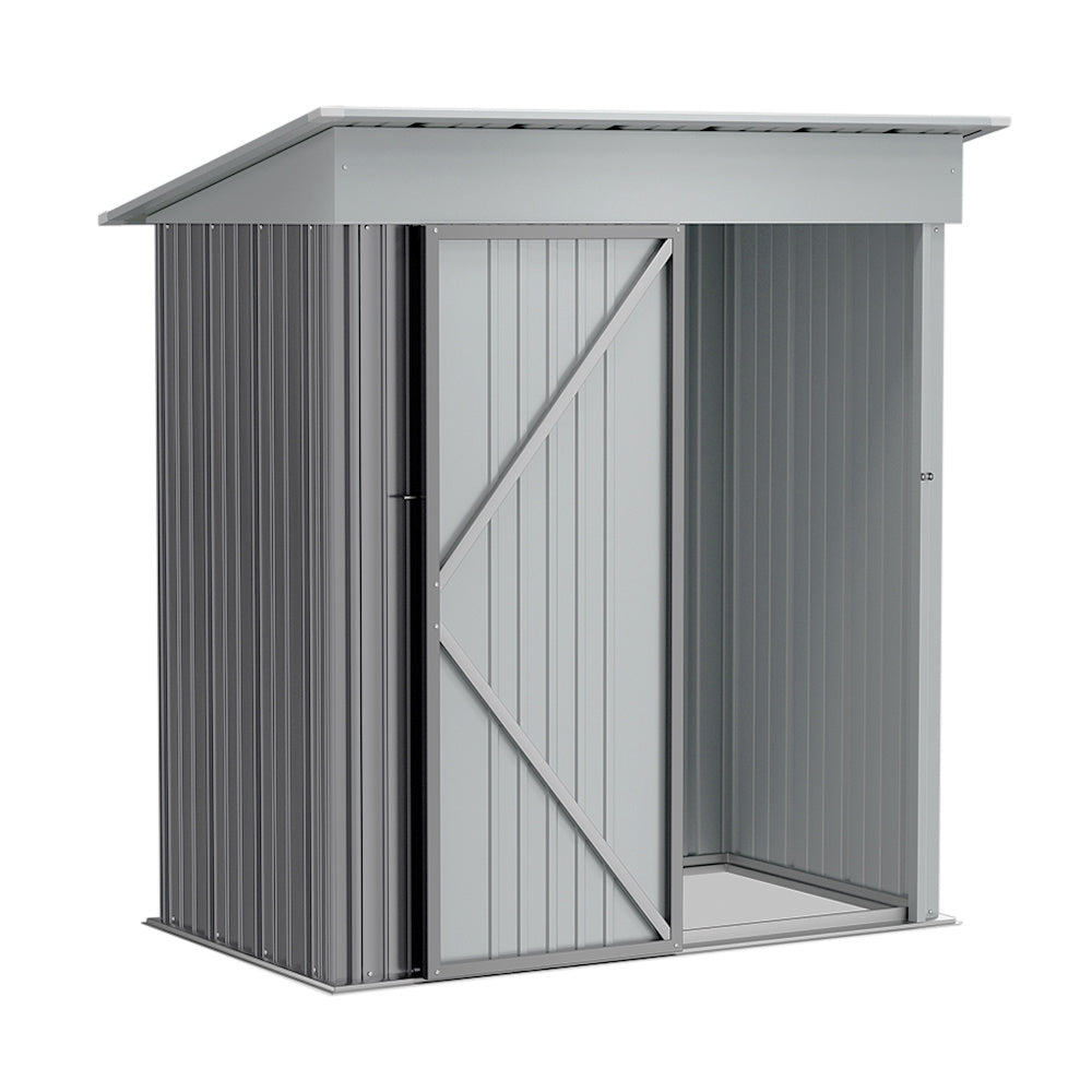 Grey Outdoor Metal Storage Shed with Lockable Door