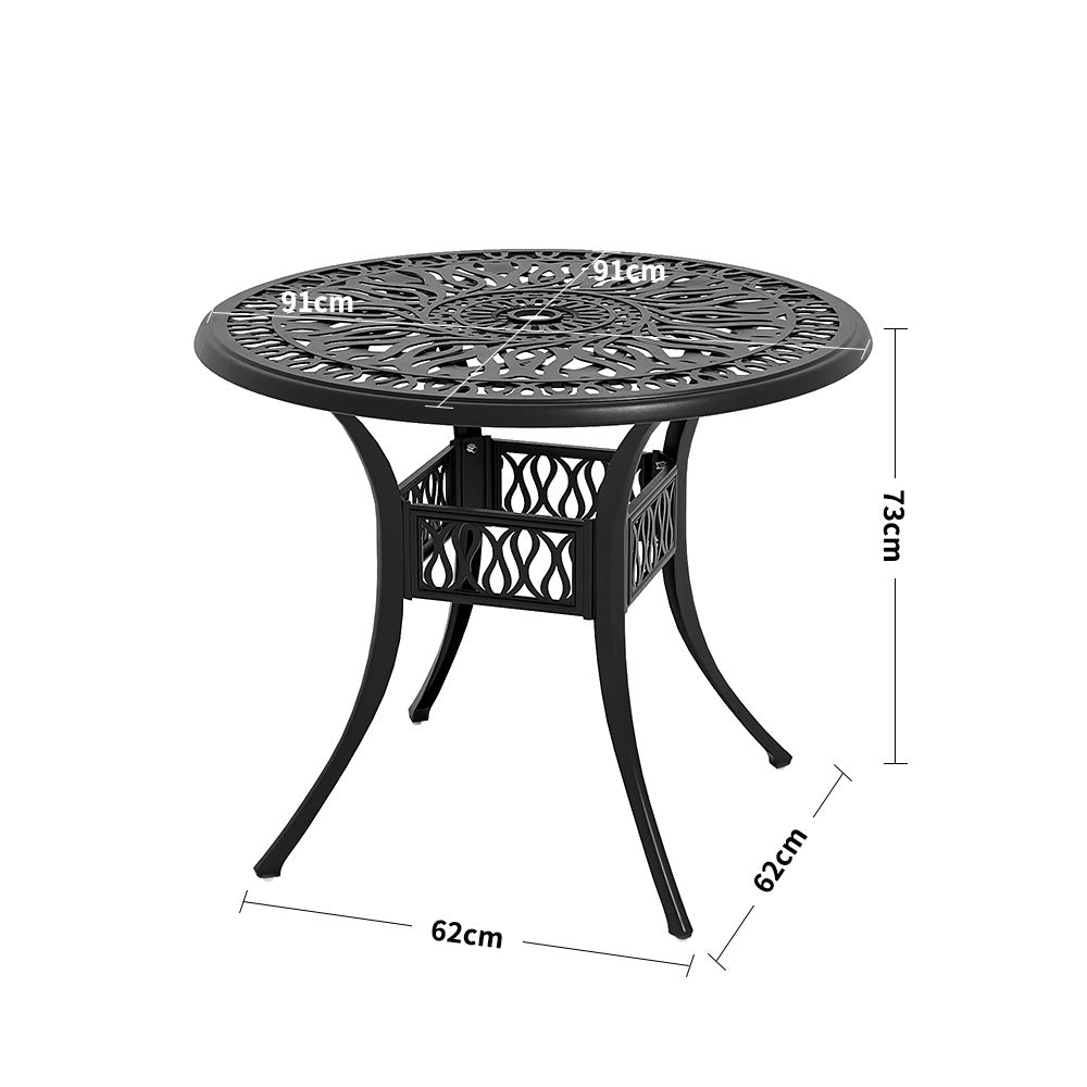 Outdoor Round Black Cast Aluminum Garden Bistro Table