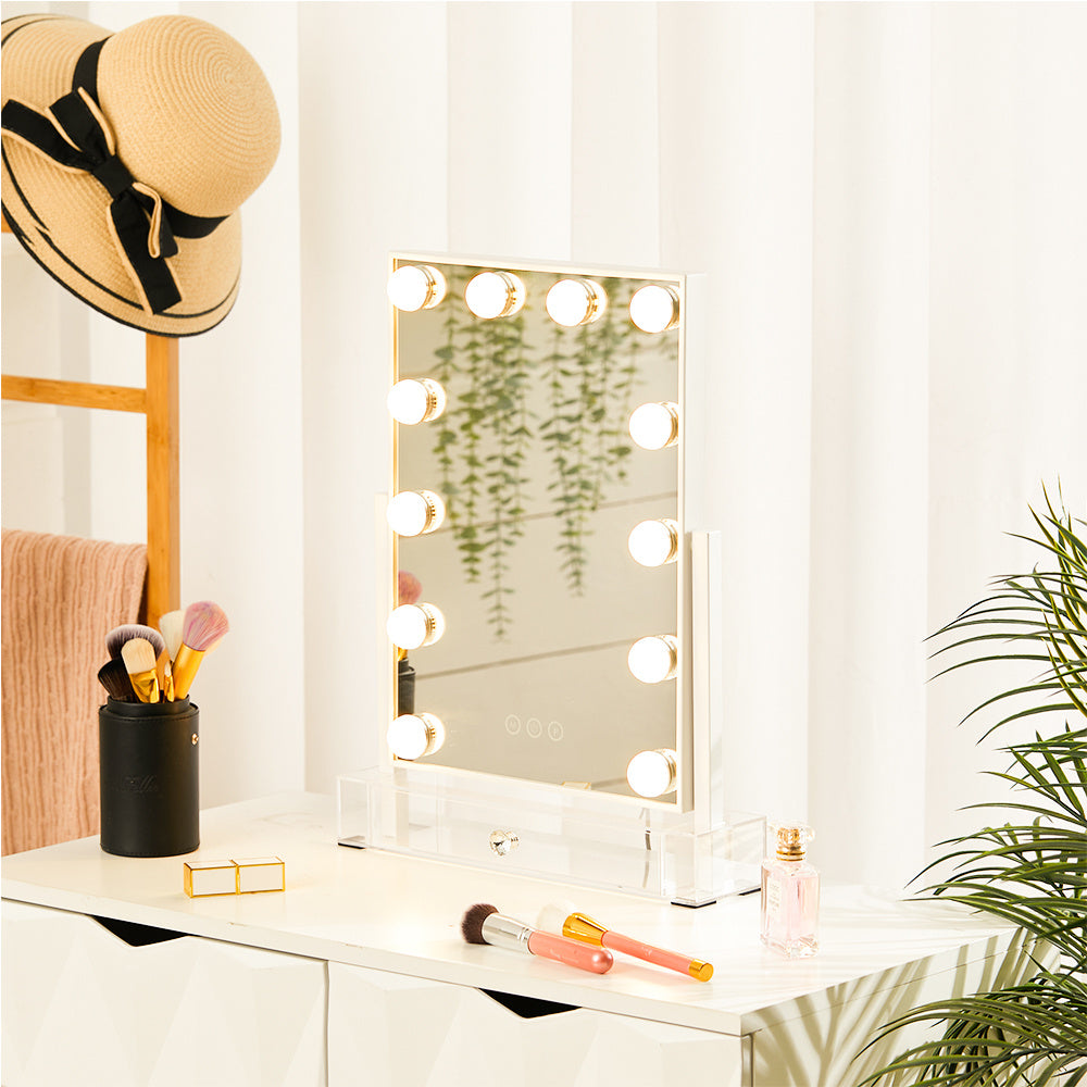 White Hollywood Vanity Makeup Mirror Dimmable