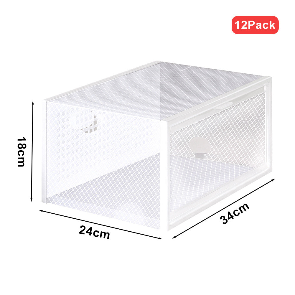 White 34cm 12pcs Clear Plastic Shoe Storage Boxes
