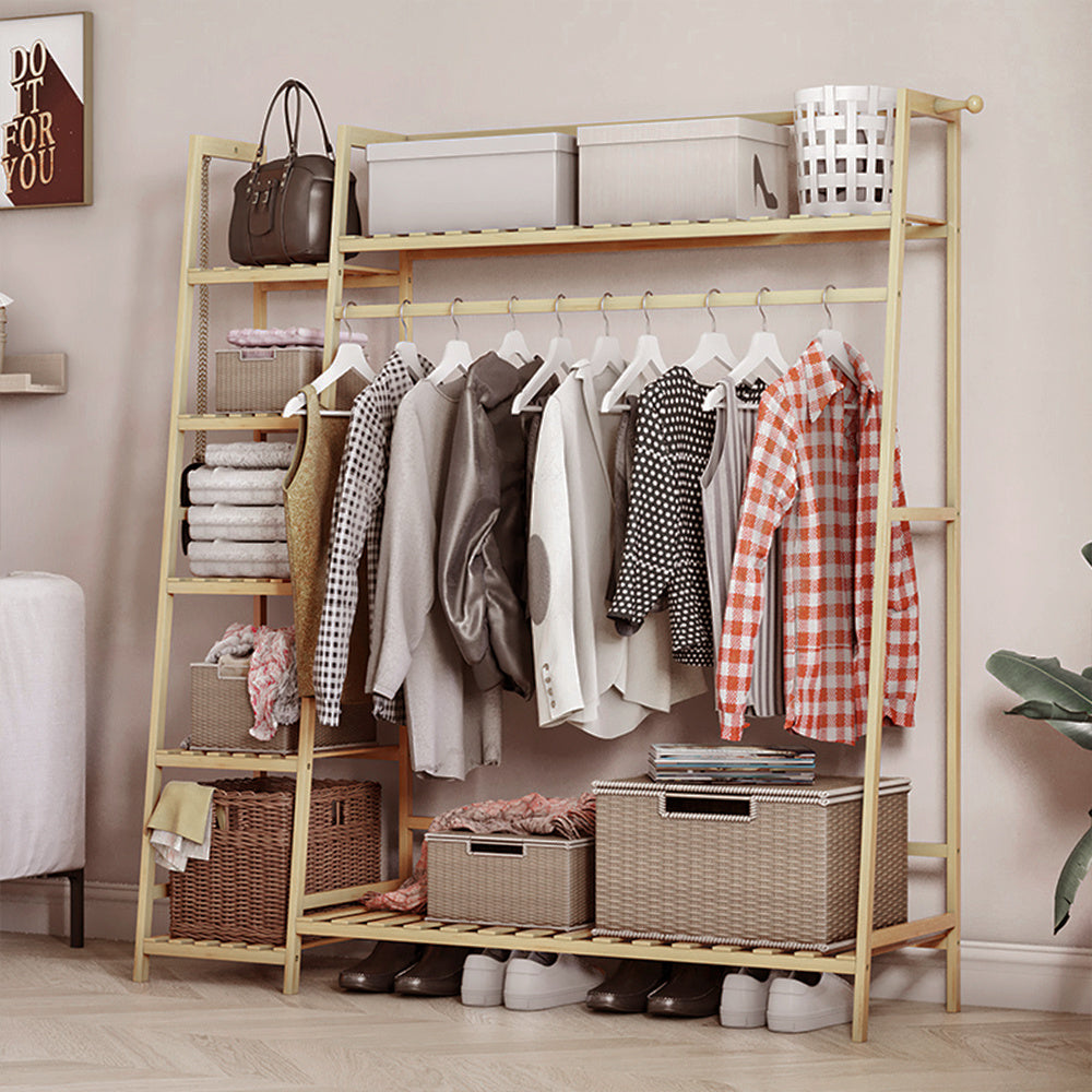 110cm Natural Bamboo Bedroom Garment Clothes Rack
