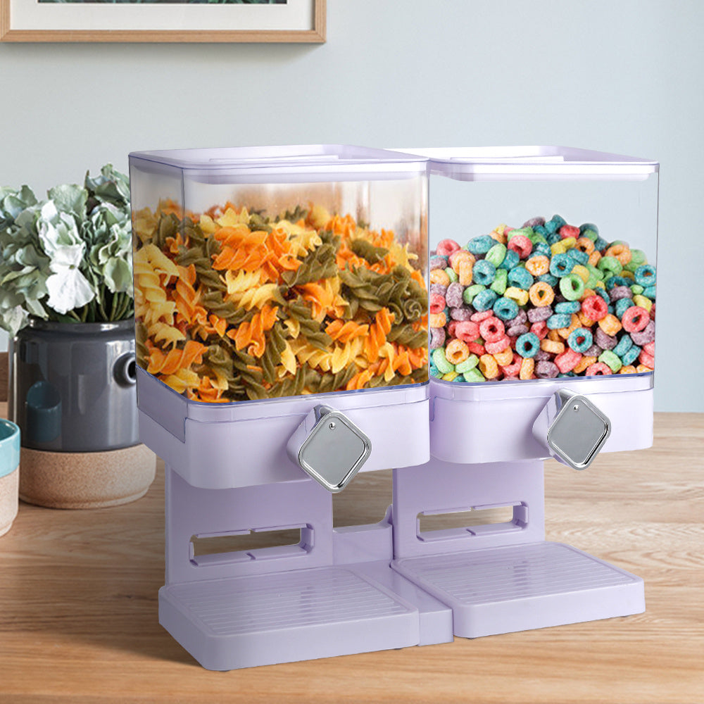 White Double Square Cereal Dispenser