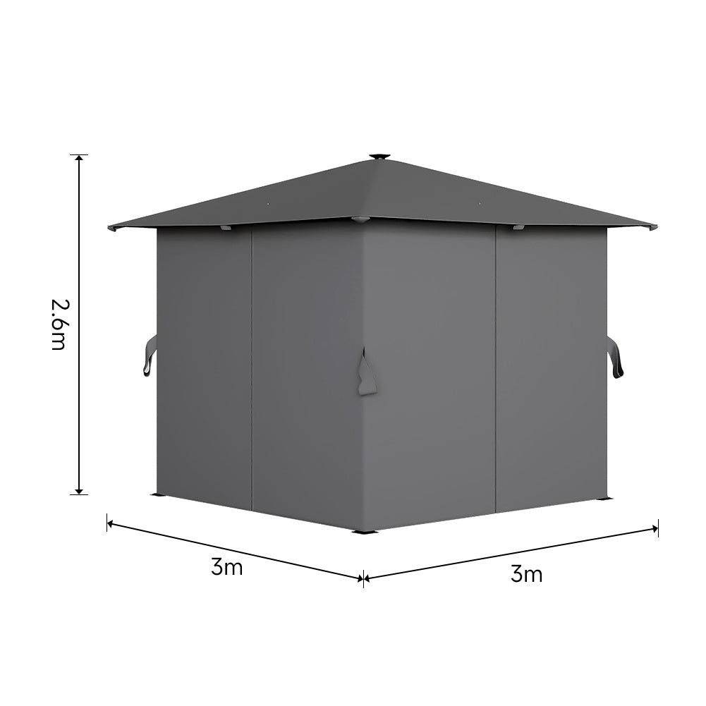 Metal Gazebo with Lights Dark Grey