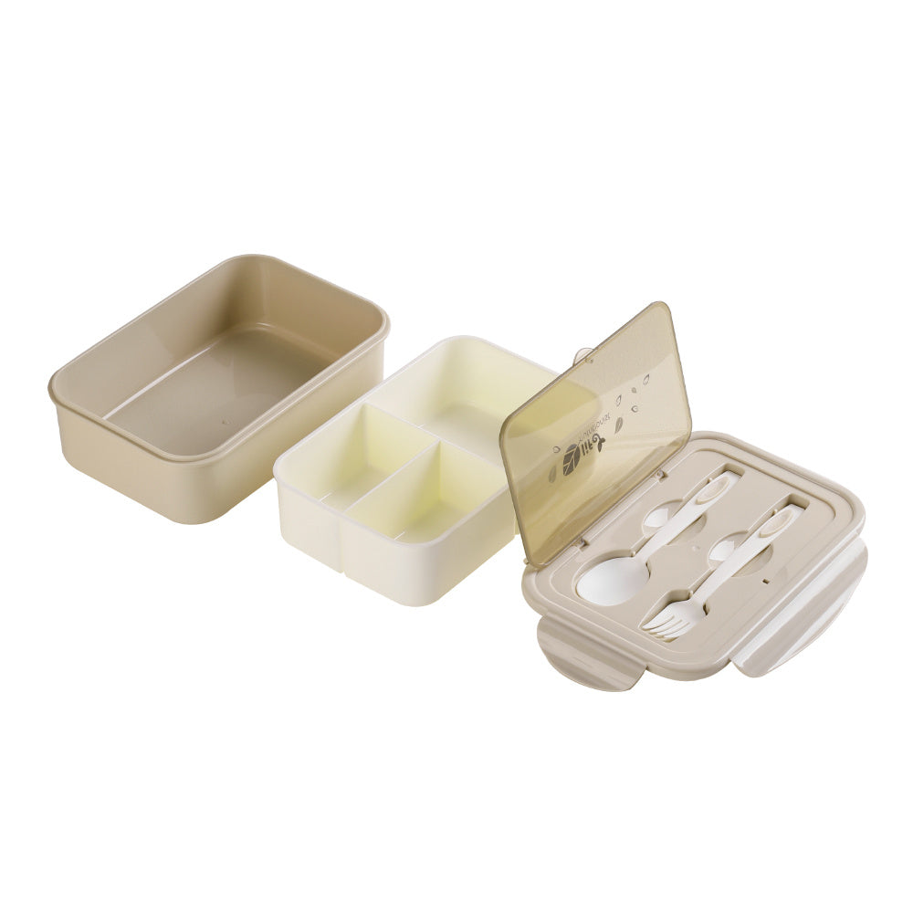 Khaki Kitchen Storage 1400ML Lunch Box with Spoon and Fork