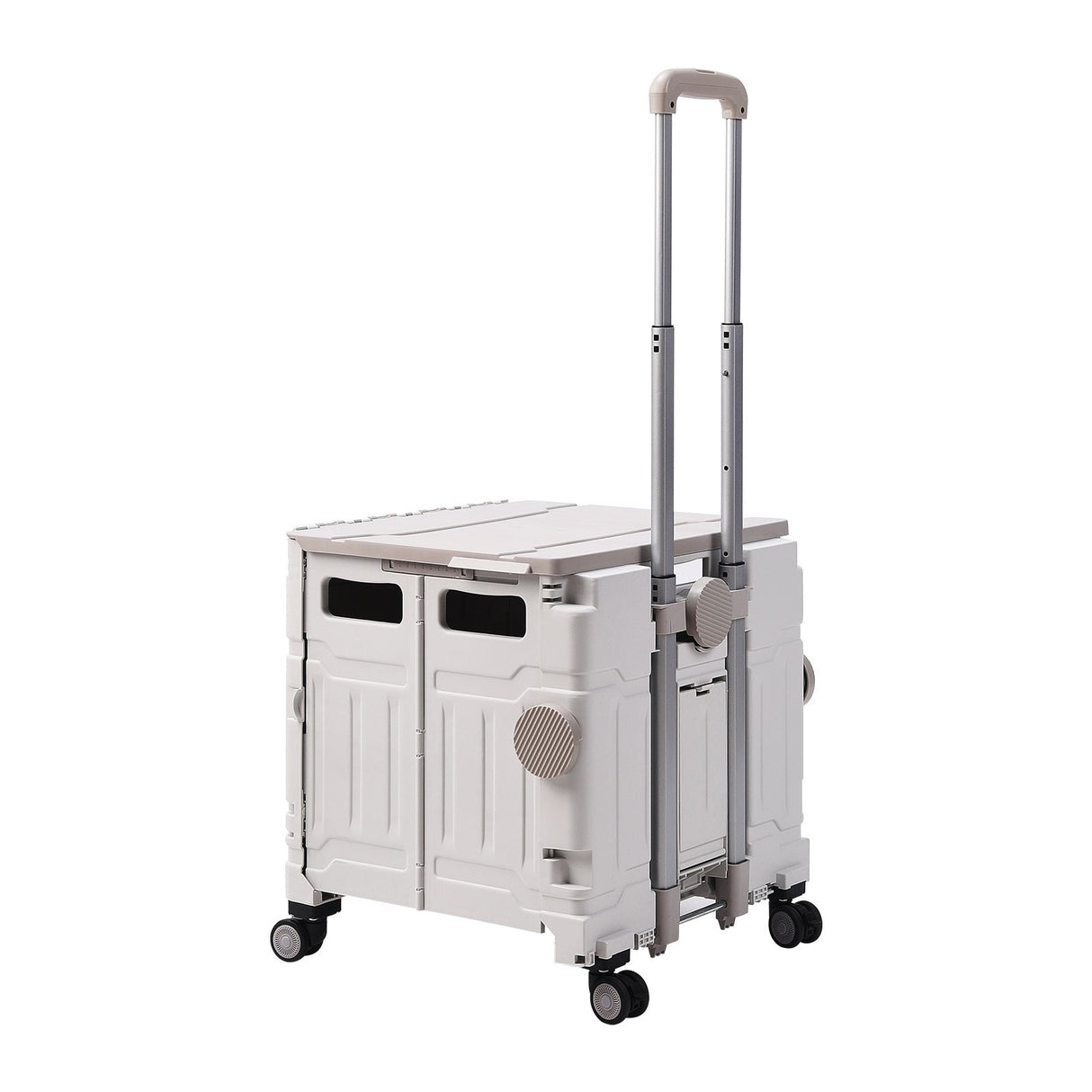 White 50L Cable Stayed Collapsible Rolling Utility Crate Shopping Cart