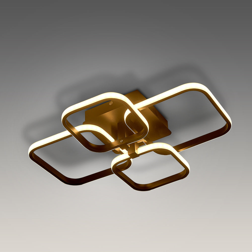 Modern Square LED Ceiling Light, Black Frame4 Head Dimmable