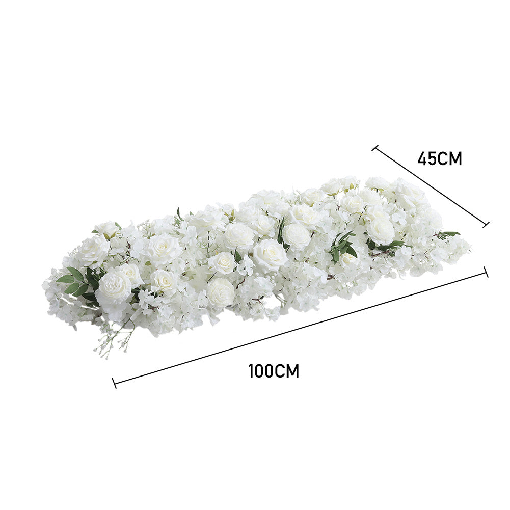 White Artificial Roses Row for Wedding Arch Table Centerpieces