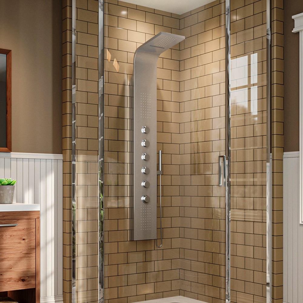 Silver Stainless Steel Exposed Shower Tower Panel