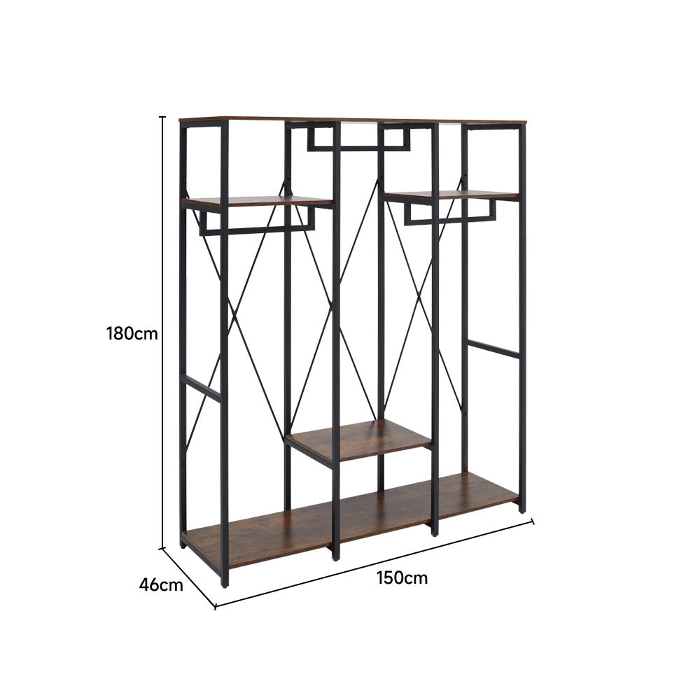 Large Freestanding Clothing Rack with Storage Shelves