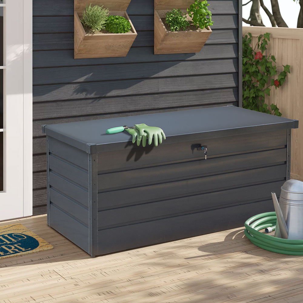 Anthracite 600L Metal Outdoor Garden Lockable Storage Box