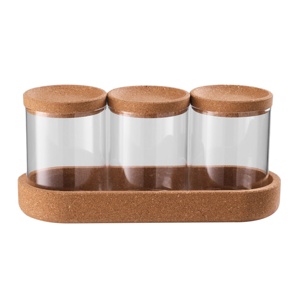 Transparent 3 Pcs Glass Storage Jar Set