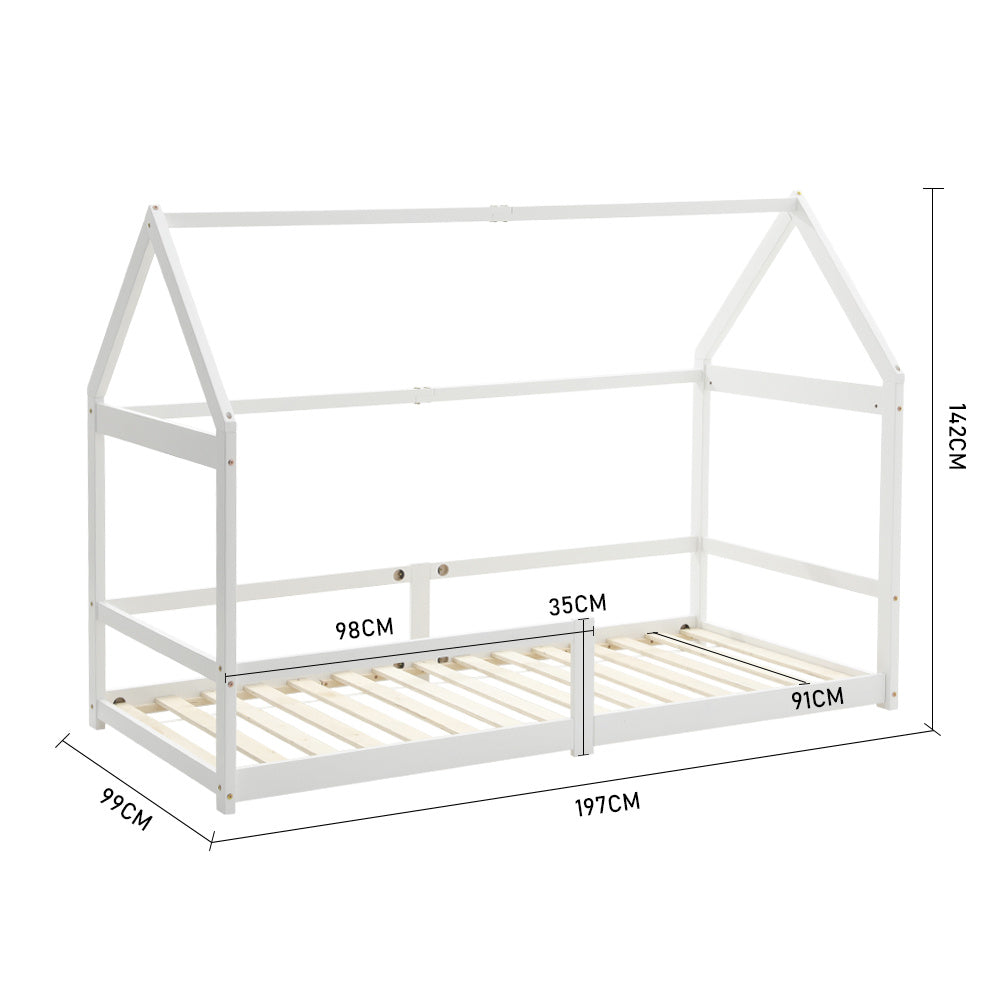 Kid's Pine Wood House Bed