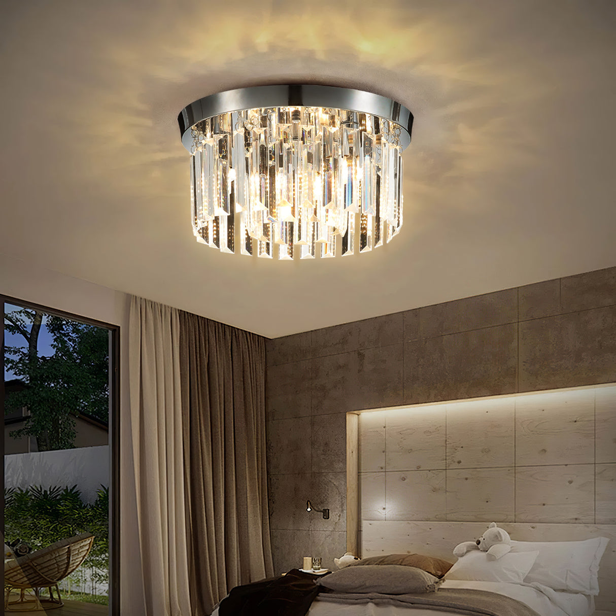 Chrome 30x14cm Crystal Mount Ceiling Light