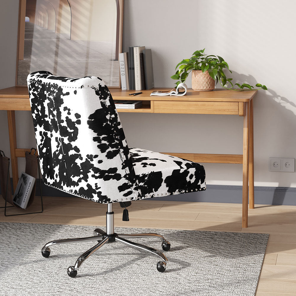 Velvet Office Chair Black and white spots 5-Claw Metal Legs