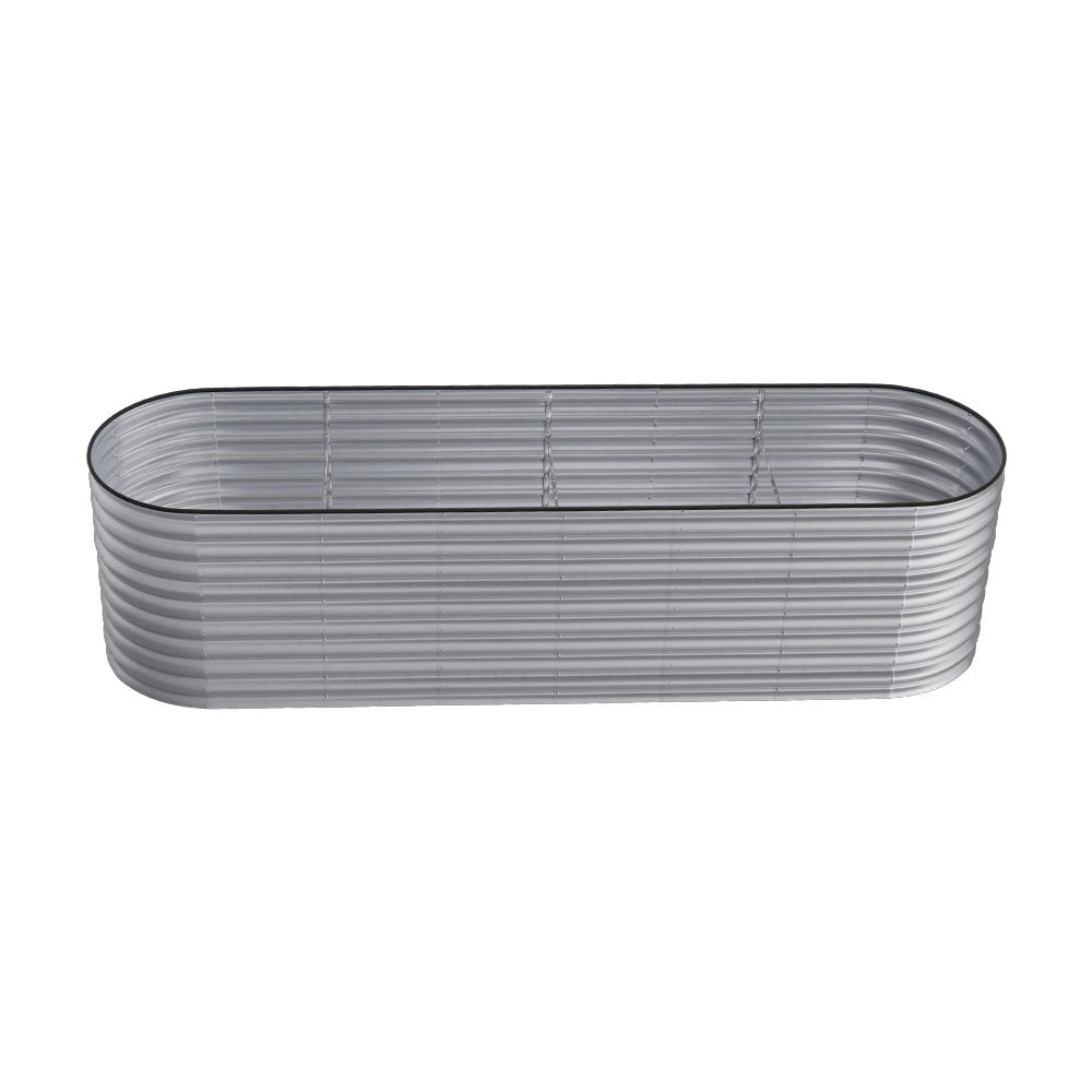 320cm Silver Oval Shaped Galvanized Steel Raised Garden Bed