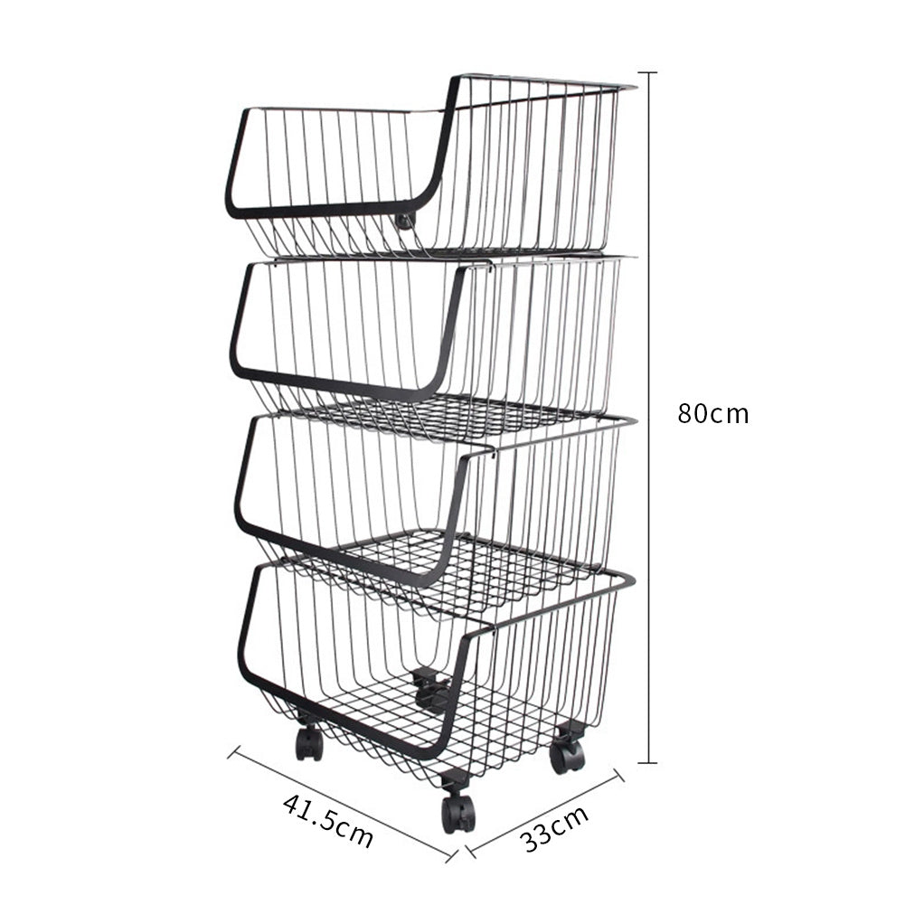 4 Tier Iron Wire Fruit Vegetable Basket Storage Unit