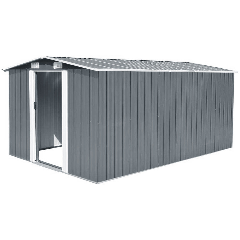 12ft x 10ft Outdoor Metal Garden Tool Shed, Black