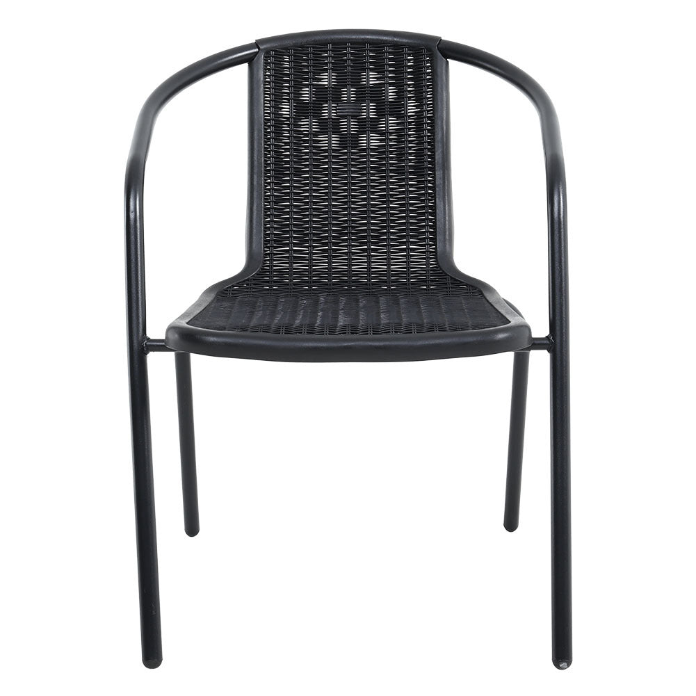 Set of 6 Black Garden Patio Metal Wicker Chairs