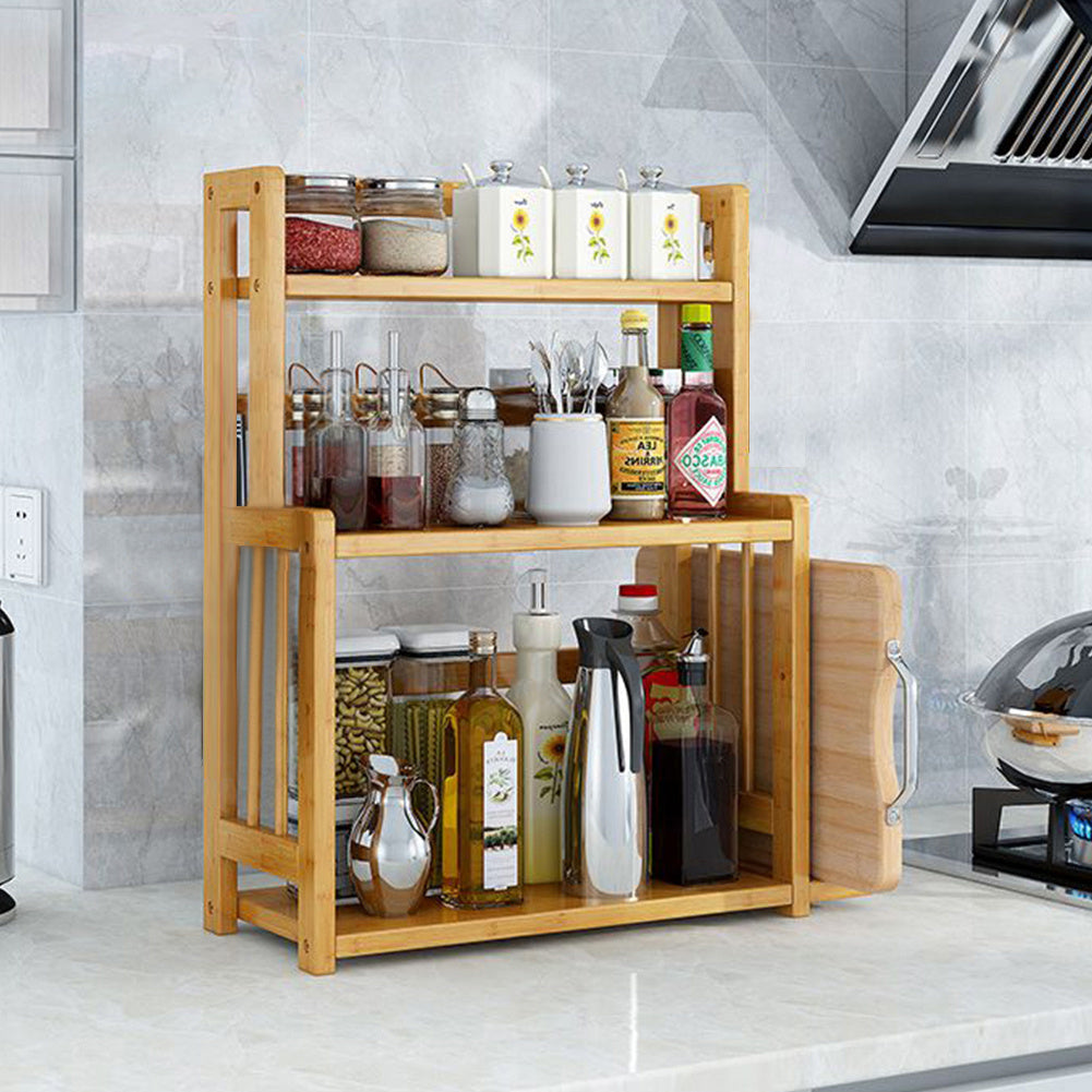 Large 3 Tier Wood Spice Rack Jar Bottle Display Unit