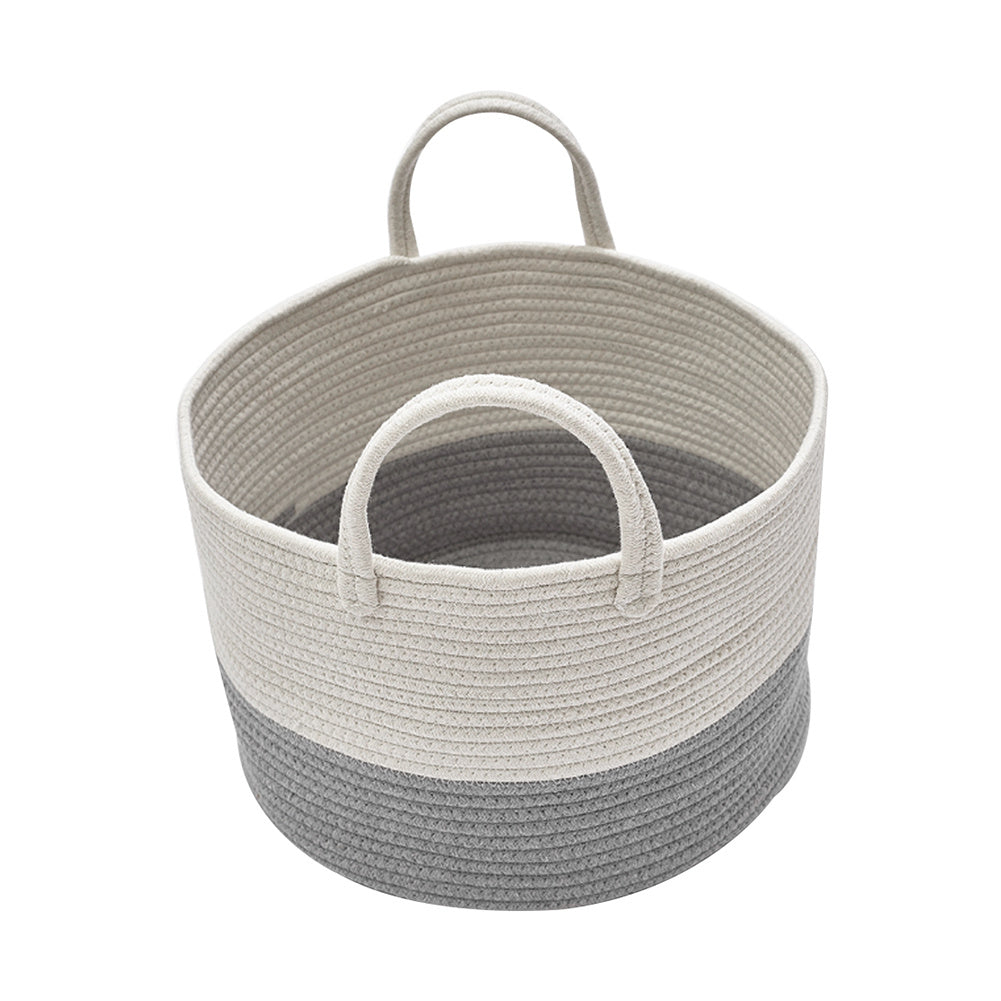 Hamper Woven Soft Laundry Basket with Handle, Grey and White