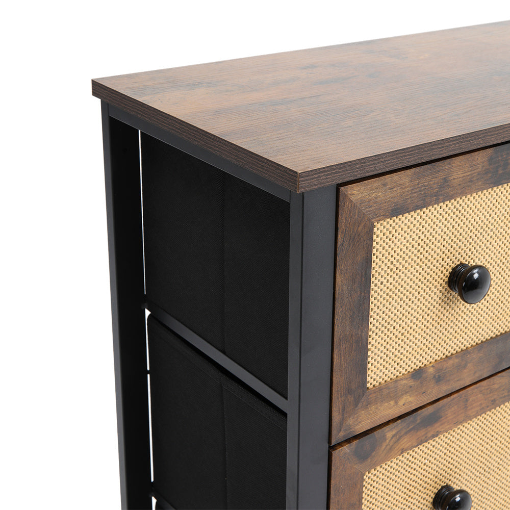 4 Drawer Rustic Rattan Storage Cabinet