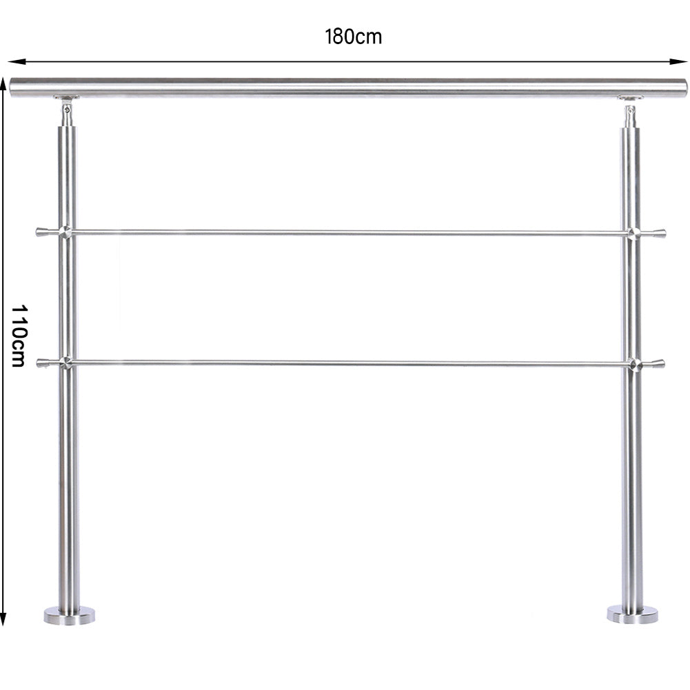 180CM Handrail Stainless Steel Balustrade, With 2 Crossbars