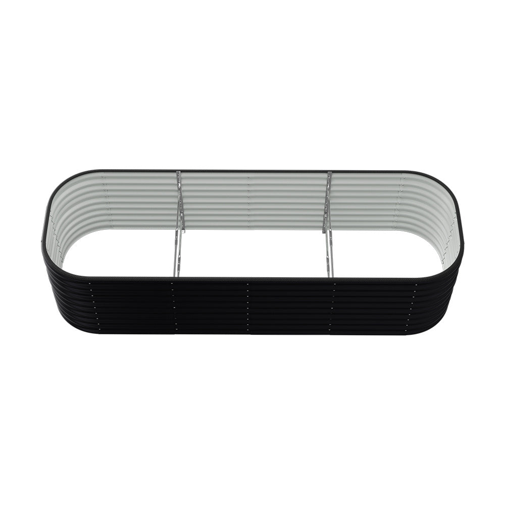 240cm Anthracite Oval Shaped Galvanized Steel Raised Garden Bed