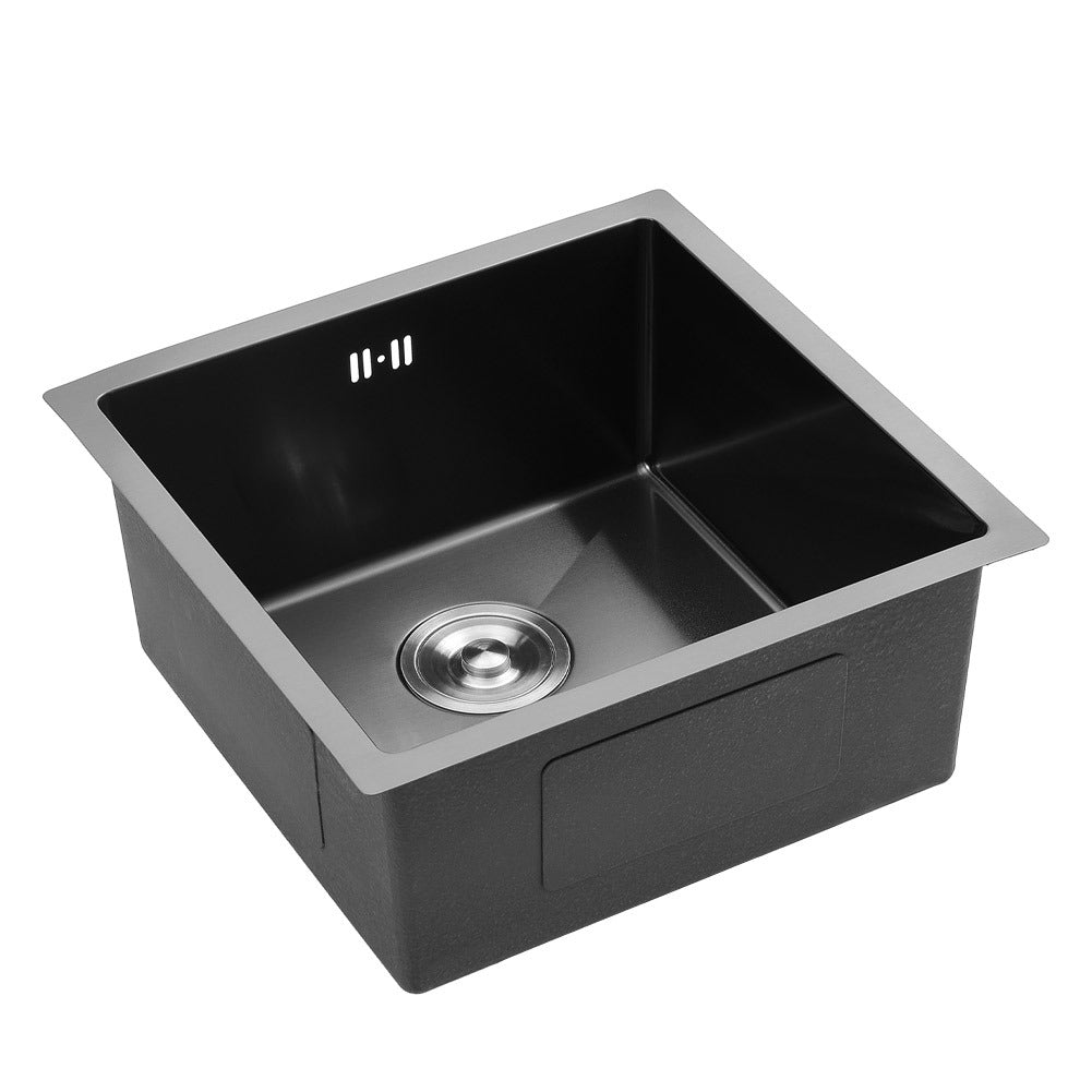 Black Drop-in Kitchen Sink, Single Bowl Stainless Steel Sink, Black