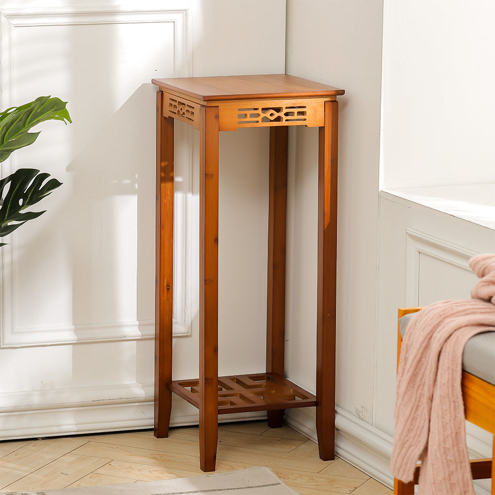 Brown 2 Tier Bamboo Plant Stand Classic Flower Stand
