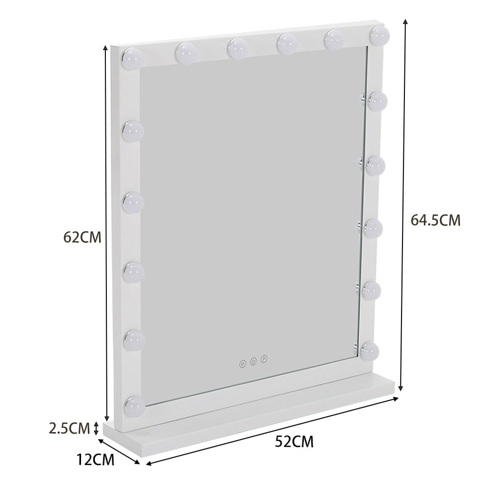 Dimmable LED Light Makeup Mirror for Bedroom, 52x62CM