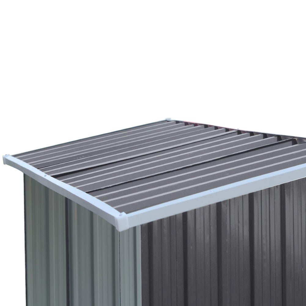 Garden Outdoor Grey Metal Firewood Log Storage Shed