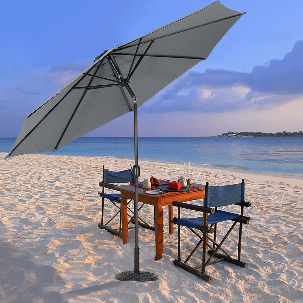240 cm H 3M Outdoor Large Rotating Patio Parasol , with Floral-Pattern Base