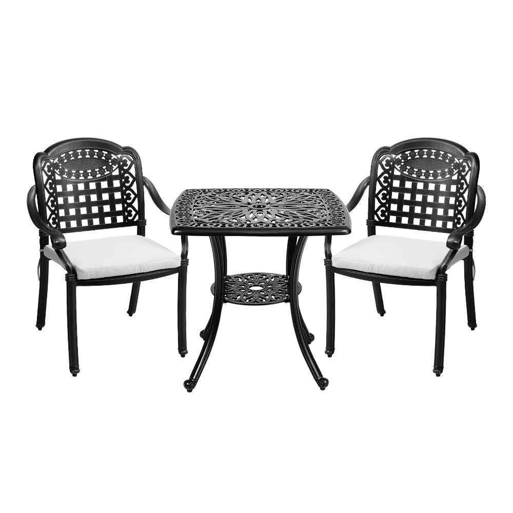 Black Outdoor Bistro Table and Chair Furniture Set