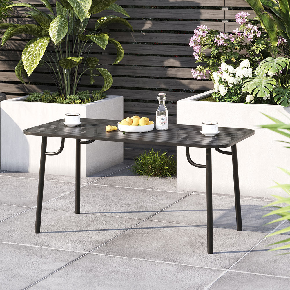 Black Rectangular 160x80cm Outdoor Garden Metal Table