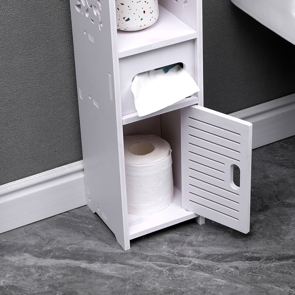 White 68cm H Freestanding Wooden Small Bathroom Cabinet