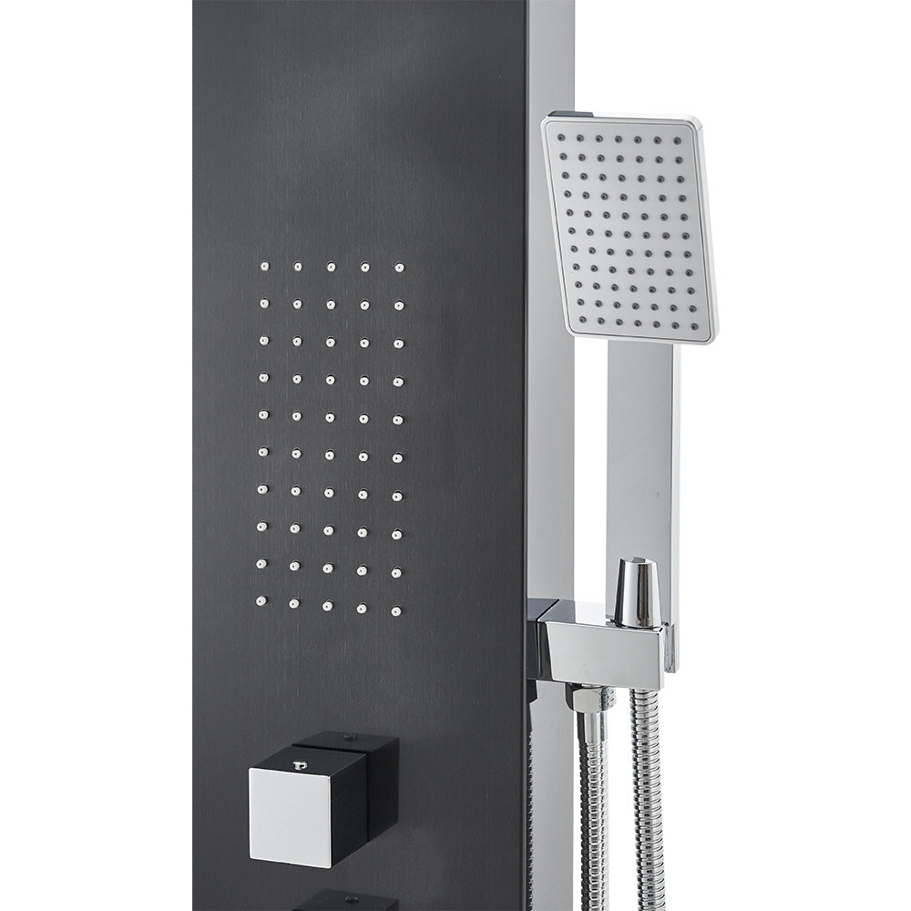 Black Stainless Steel Exposed Shower Tower Panel