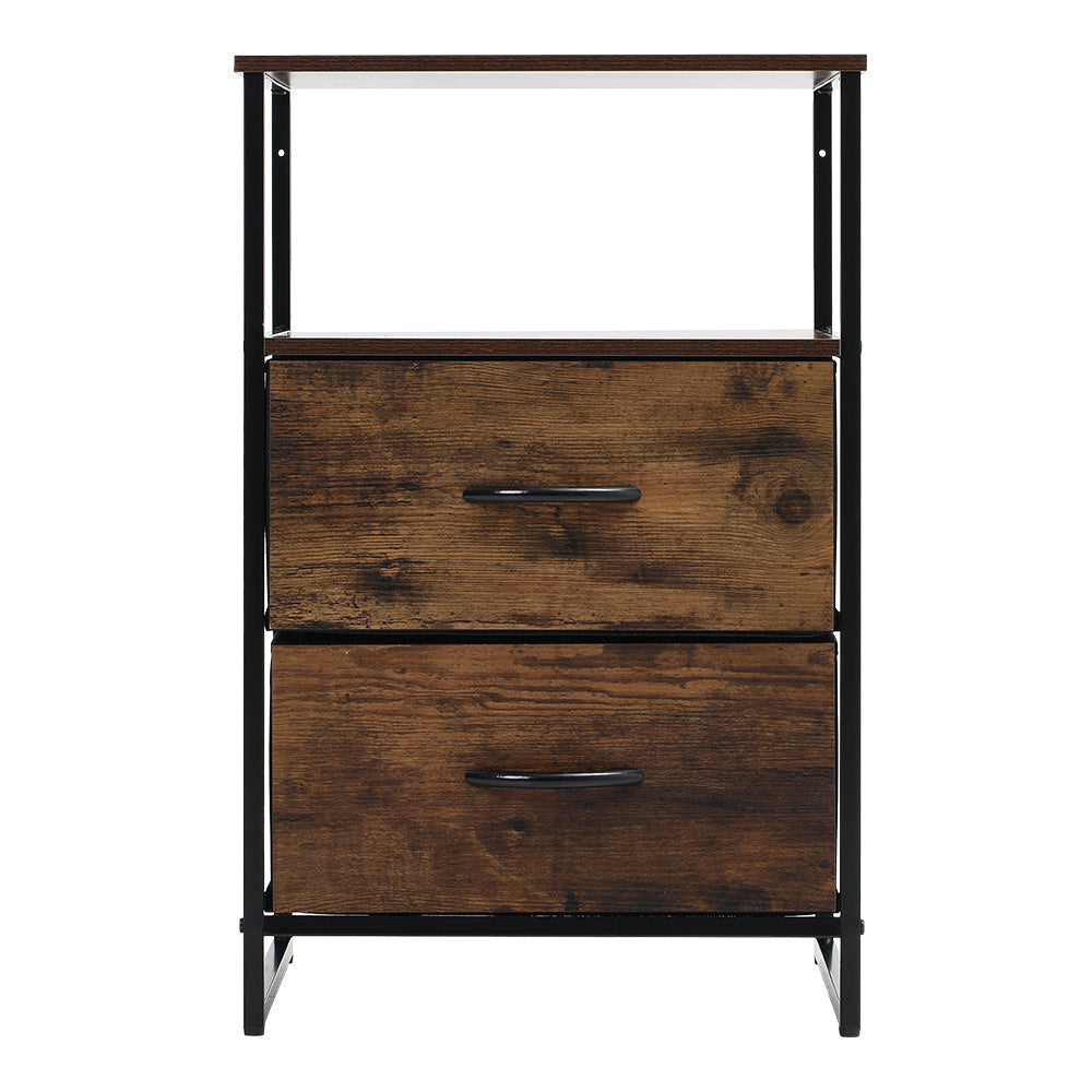 Medieval Style Wooden Storage Cabinet with Two Drawers