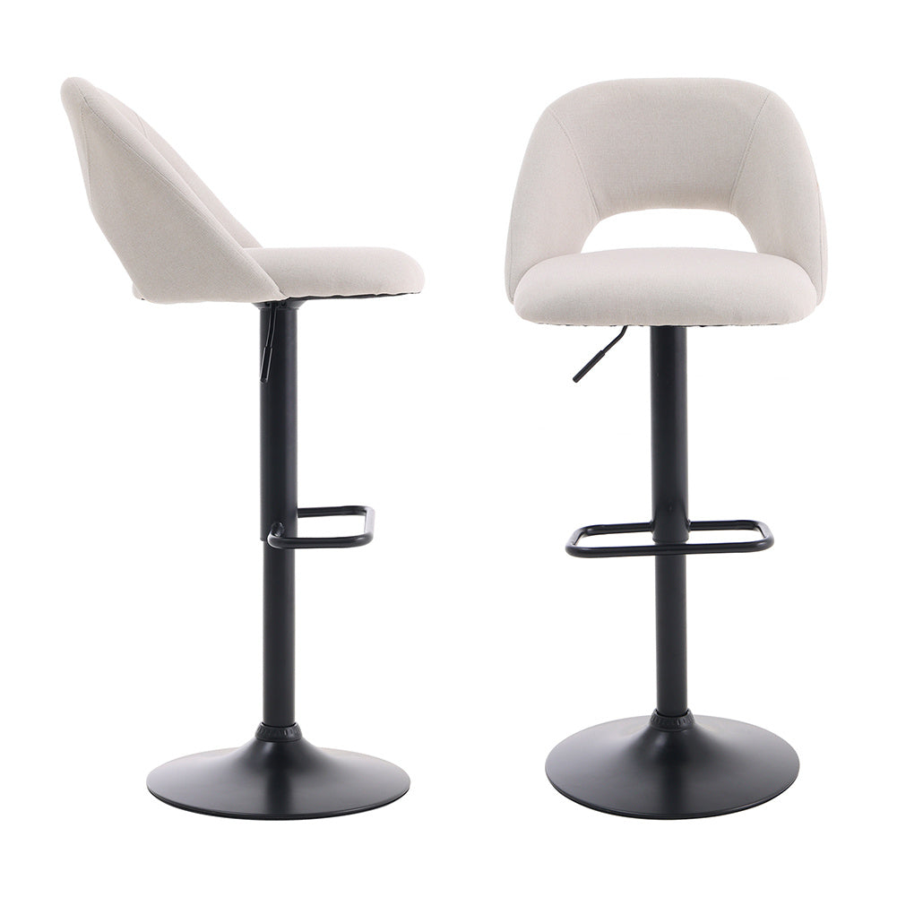 2 Set Linen Counter Swivel Height Breakfast Bar Stools,Beige