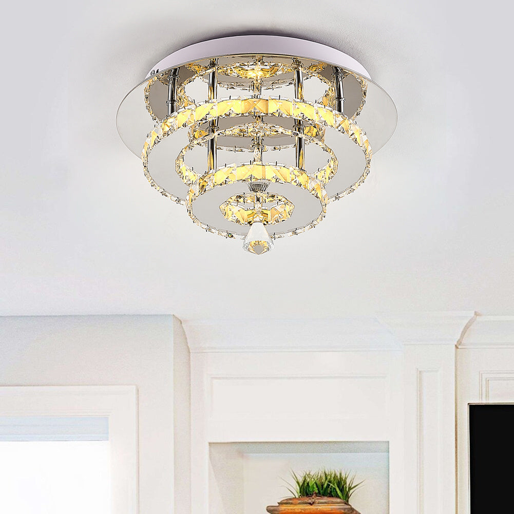 30W LED Ceiling Light Crystal Pendant Lamp, Dimmable with Remote