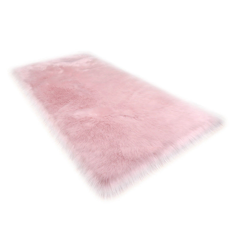 Rectangle Faux Fur Sheepskin Floor Rug, Pink 70x120CM