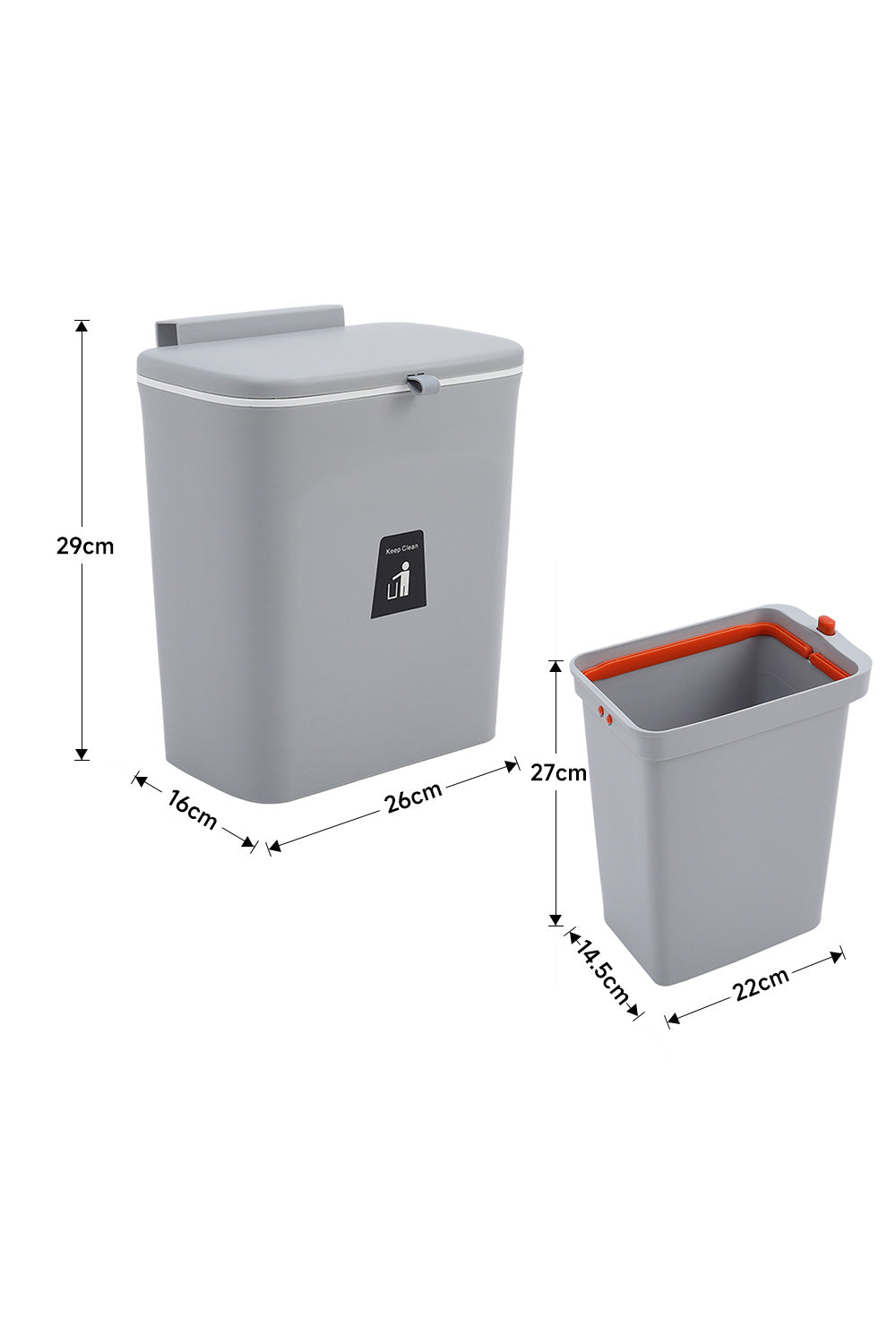 Grey Kitchen Bin Hanging Trash Can