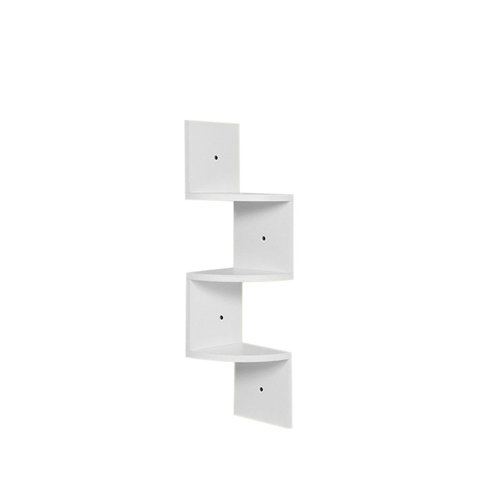 3 Tier White Zigzag Corner Floating Shelf Wall Mounted Storage Unit
