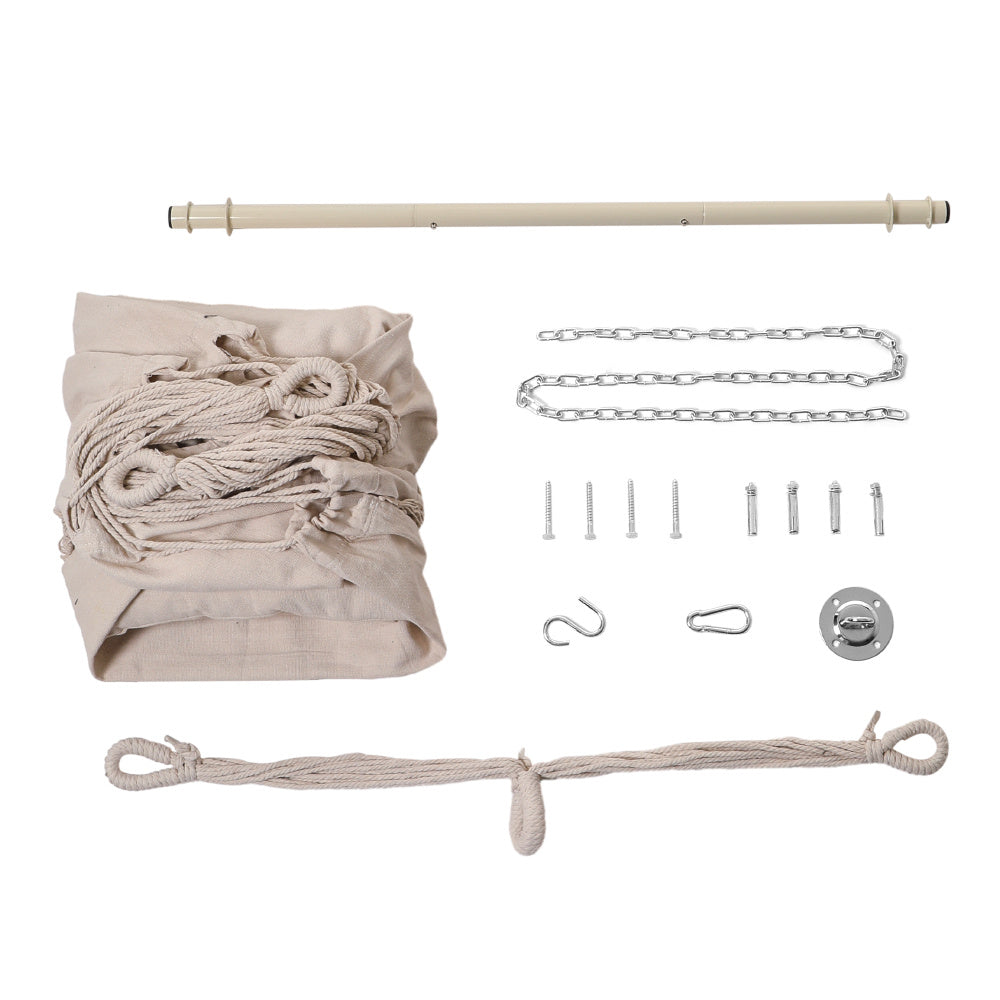 White Garden Hanging Canvas Hammock Swing Chair