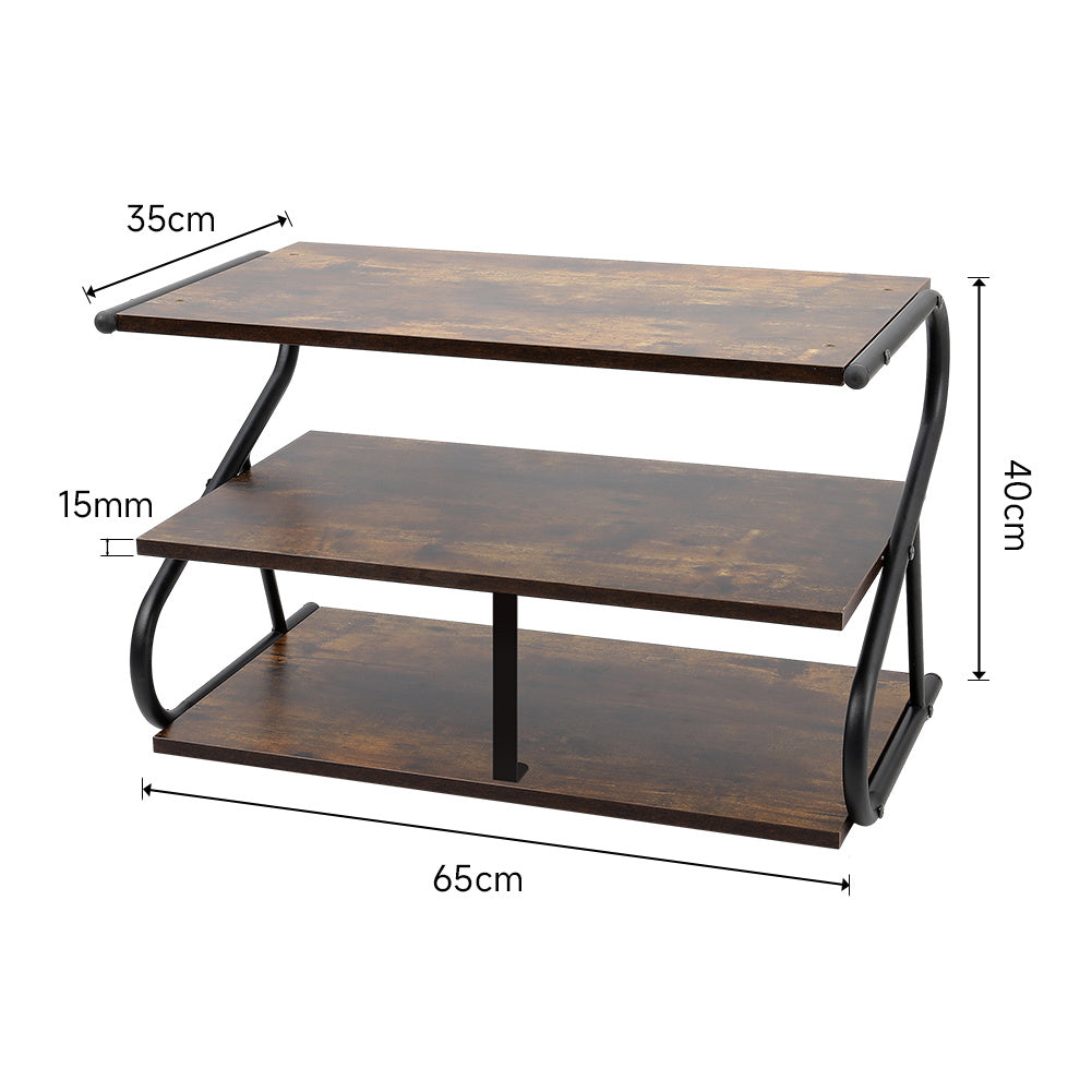 Brown S frame Shoe Rack 3 Tier Shelf
