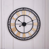 80CM Roman Numerals Metal Wall Clock, Black and Golden