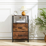 Medieval Style Wooden Storage Cabinet with Two Drawers